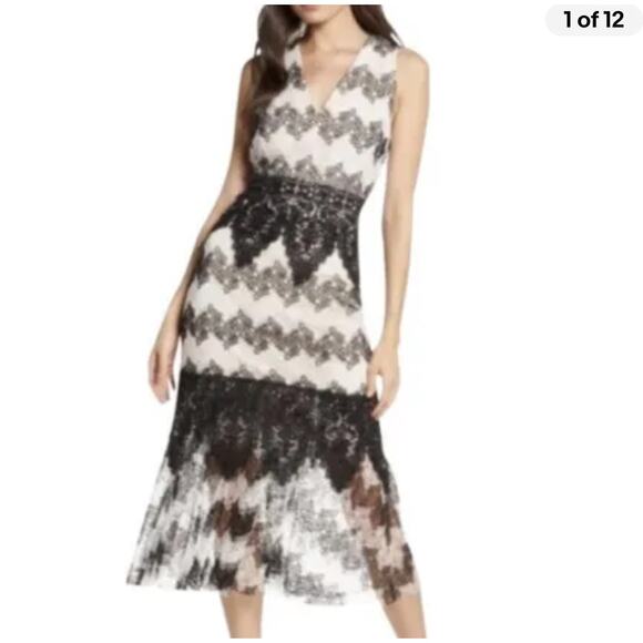 Anthropologie Foxiedox Montana Lace‎ Midi Dress Size Large NWT Party Boho Nude - Picture 1 of 8
